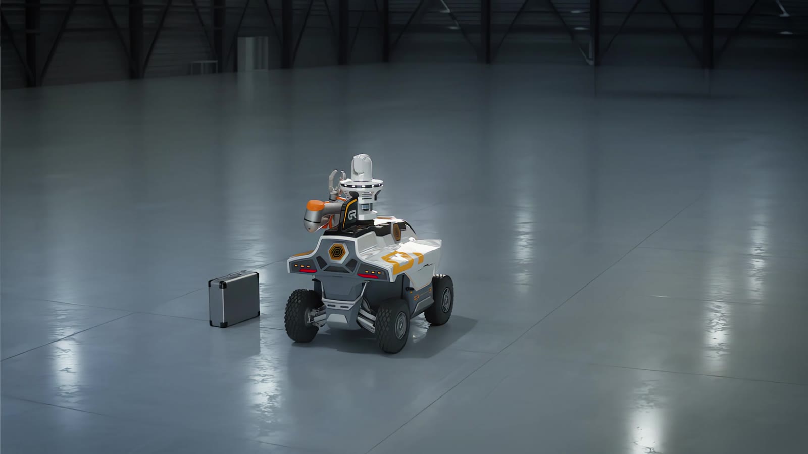 GR-01 robot arm picking up a case