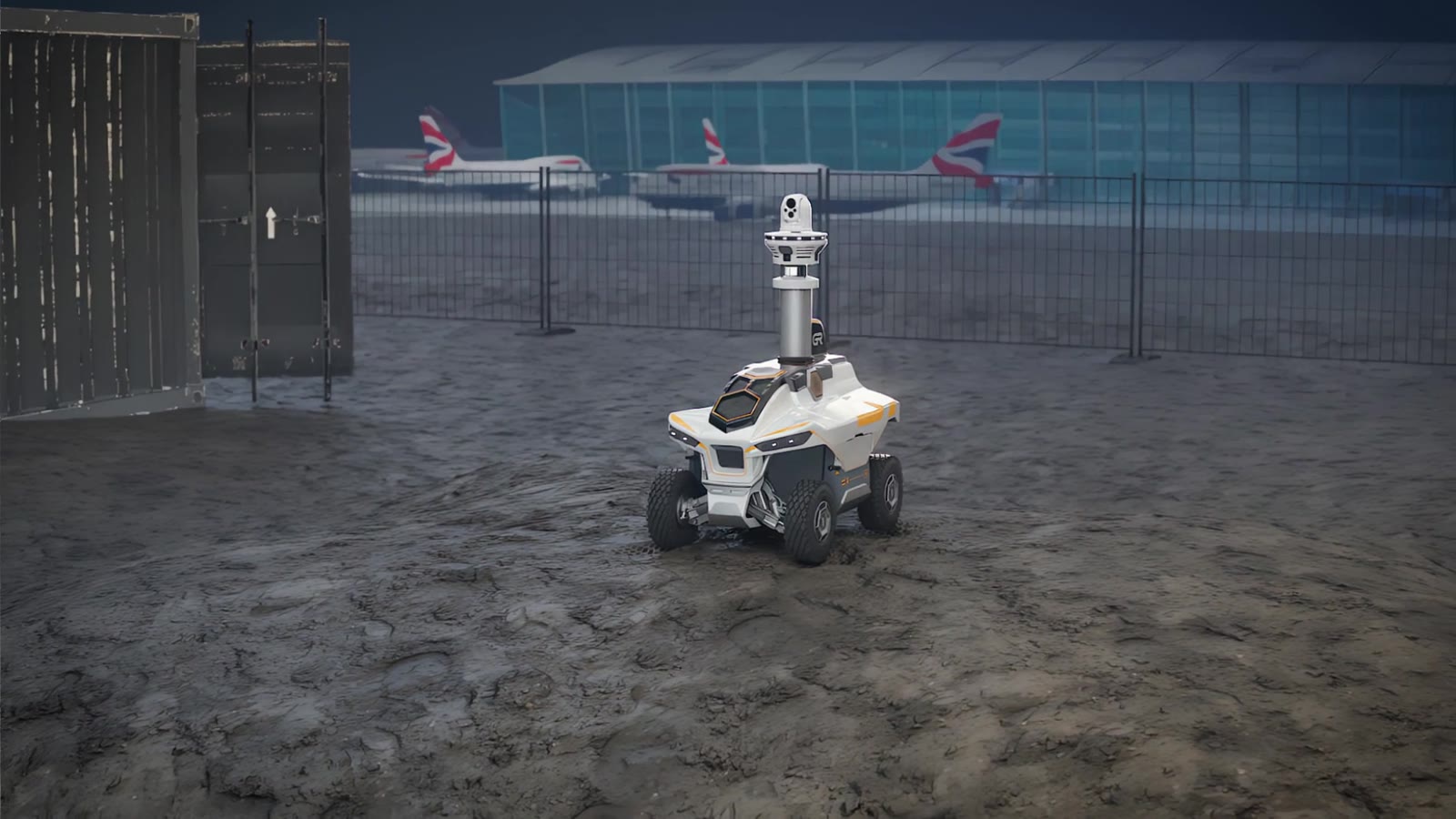 GR-01 patrolling an outdoor site